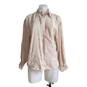 Zara Womens Size XS Button Up Shirt Blouse Cream Popover Pocket Long Sleeves